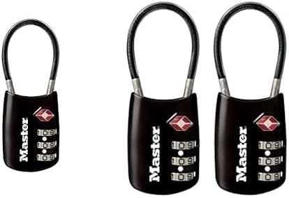 Bundle of Master Lock TSA Approved, Set Your Own Combination Luggage Lock, Cable Shackle is 1-3/16 in. Wide, โ4688D (Color May Vary) + Master Lock Padlock, 4688T, (Color May Vary) 2 Count (Pack of 1)