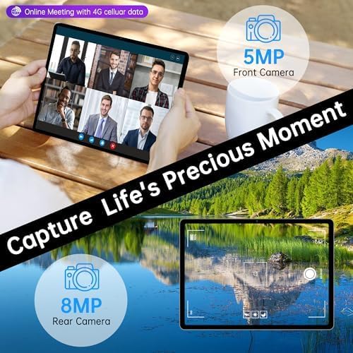HAOVM Android 14 Tablet 10.1 Inch,4G SIM Unlocked, Quad-Core CPU 2.0GHz,3GB+32GB, TF Expandable, IPS Display, 5G WiFi, Bluetooth 5.0,5MP+8MP Dual Cameras,5000mAh, GPS, Google Kids Space,Black case
