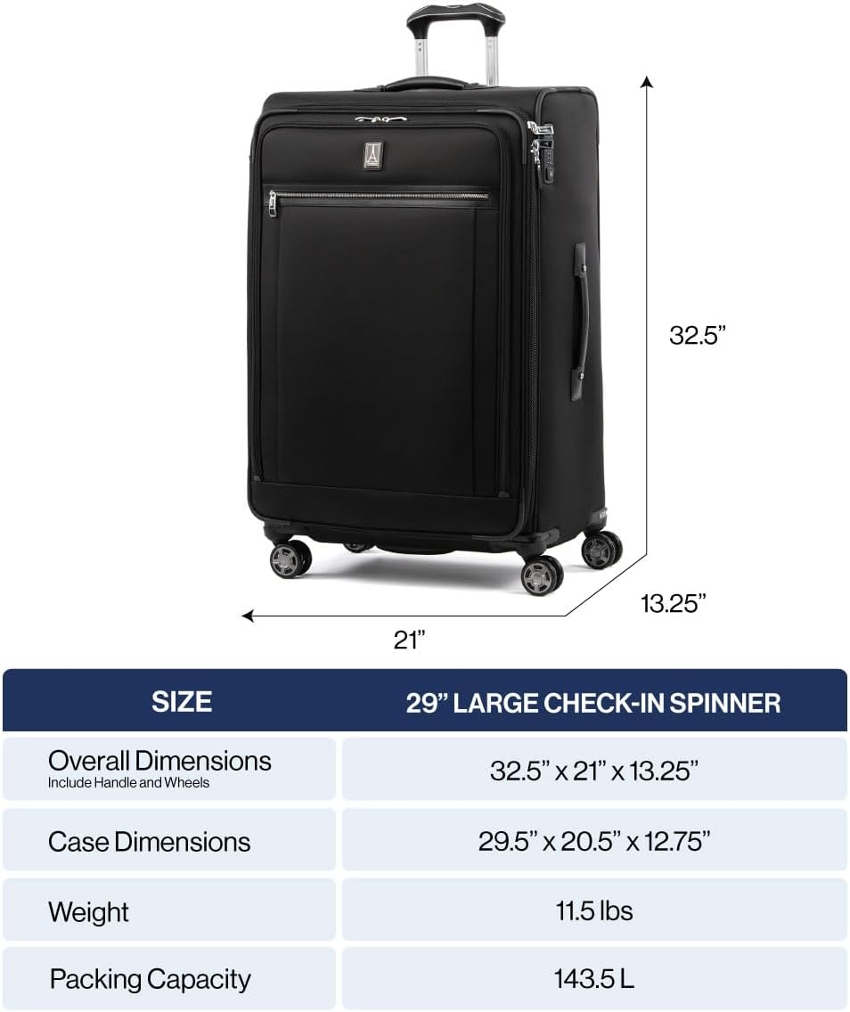 Travelpro Platinum Elite Softside Expandable Checked Luggage, 8 Wheel Spinner Large Suitcase, TSA Lock, Men and Women, Navy Camouflage, Checked Large 29-Inch