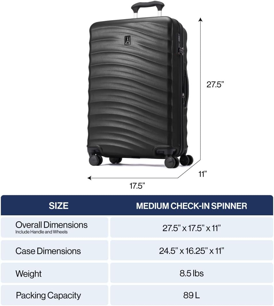 Travelpro Maxlite Air V2 Hardside Expandable Checked Luggage, 8 Spinner Wheels, Lightweight Hard Shell Suitcase, TSA lock, Slate Green, Checked Medium 25-Inch