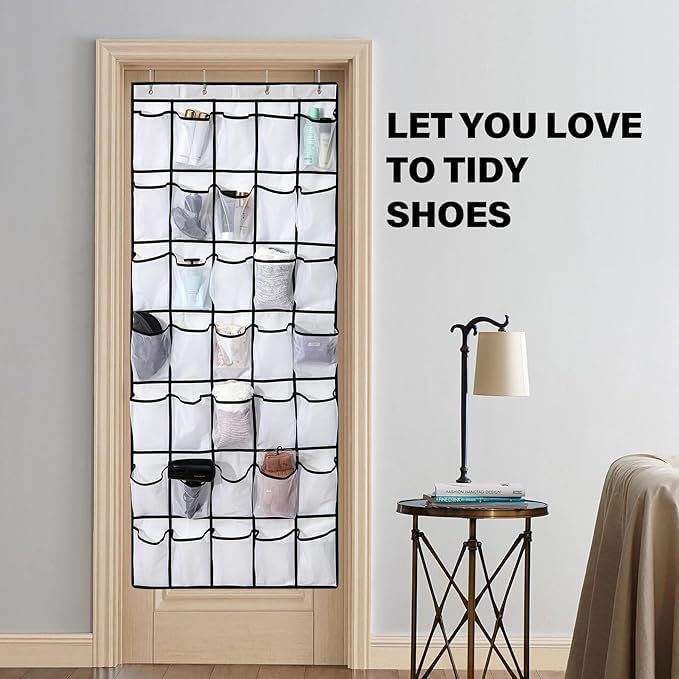 40 Mesh Pocket Over the Door Shoe Organizer,Hanging Shoe Rack for Closet Storage Holder for Dorm Room College Classroom Storag(Black)
