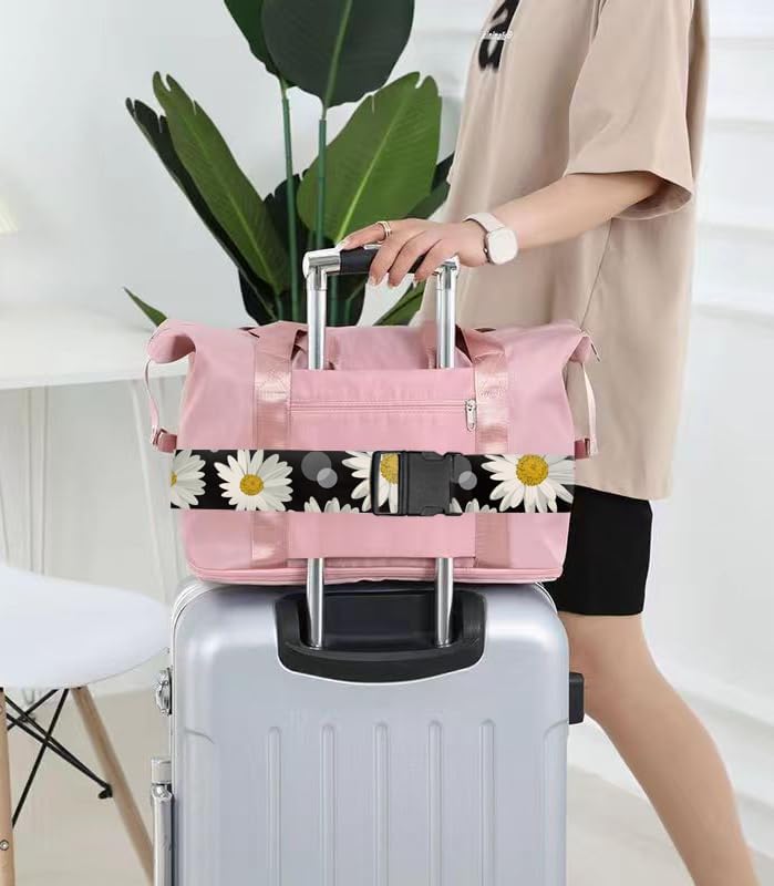 Luggage Straps for Suitcases Travel Belt Accessories, Cute Suitcase Strap, Adjustable Luggage Belt Strap, Heavy Duty with Quick-Release Buckle Luggage Strap Cute Daisy