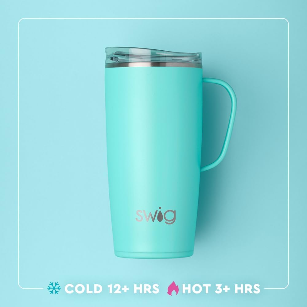 Swig Life 22oz Travel Mug, Insulated Tumbler with Handle and Lid, Travel Coffee Mug, Cup Holder Friendly, Stainless Steel 22 oz Tumbler, Reusable Insulated with Lid (South Carolina)