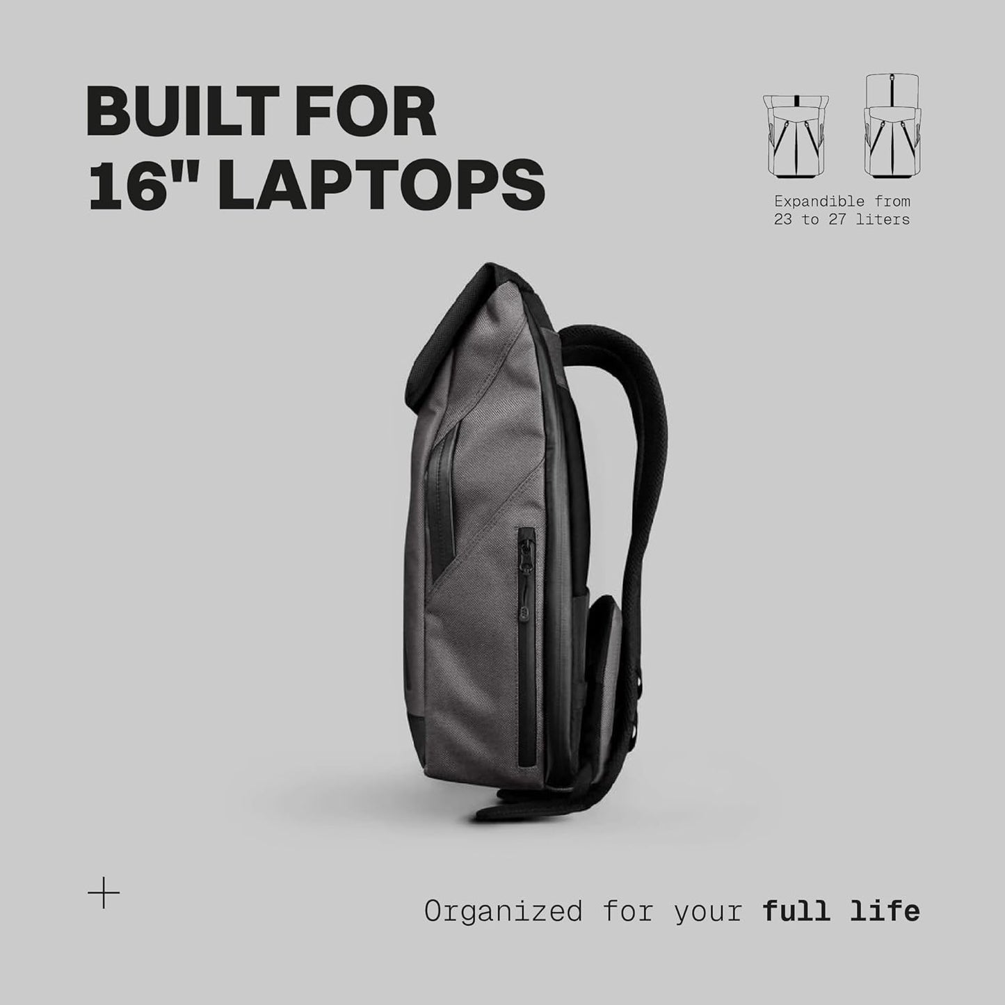 The Frenchie Co. - Super Light Ballistic Speed Backpack - Expandable Lightweight Carry-On - Anti-theft Magnetic Closure for Rapid Access - Self-adjusting Straps and Water-resistant Ballistic Nylon