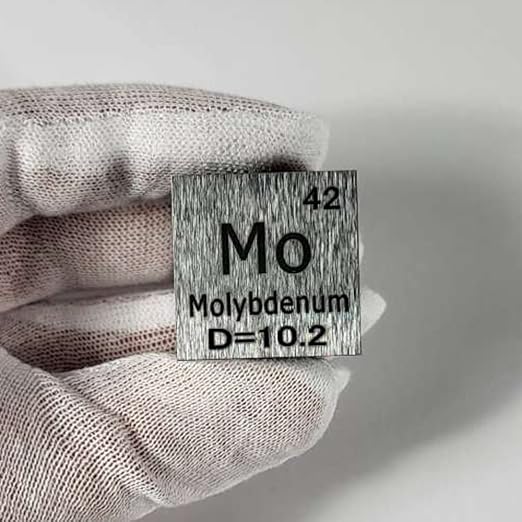 1" 25.4mm Molybdenum Metal Cube Mo up to 99.9% Pure Periodic Table Element Engraved Density Collection Science Education Display Block Cube + Acrylic Case Box - 1PC