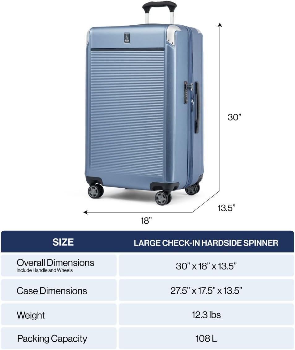Travelpro Platinum Elite Hardside Expandable Checked Luggage, 8 Wheel Spinner, TSA Lock, Hard Shell Polycarbonate Suitcase, Vintage Grey, Checked Large 28-Inch