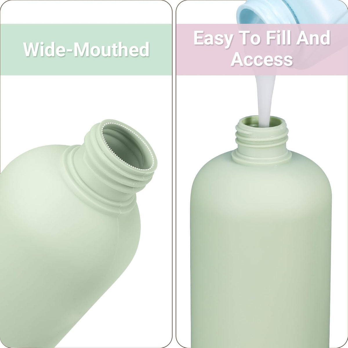 ASEVAT 8.8oz 4Pcs Plastic Refillable Travel Shampoo And Conditioner Bottles With Flip Cap
