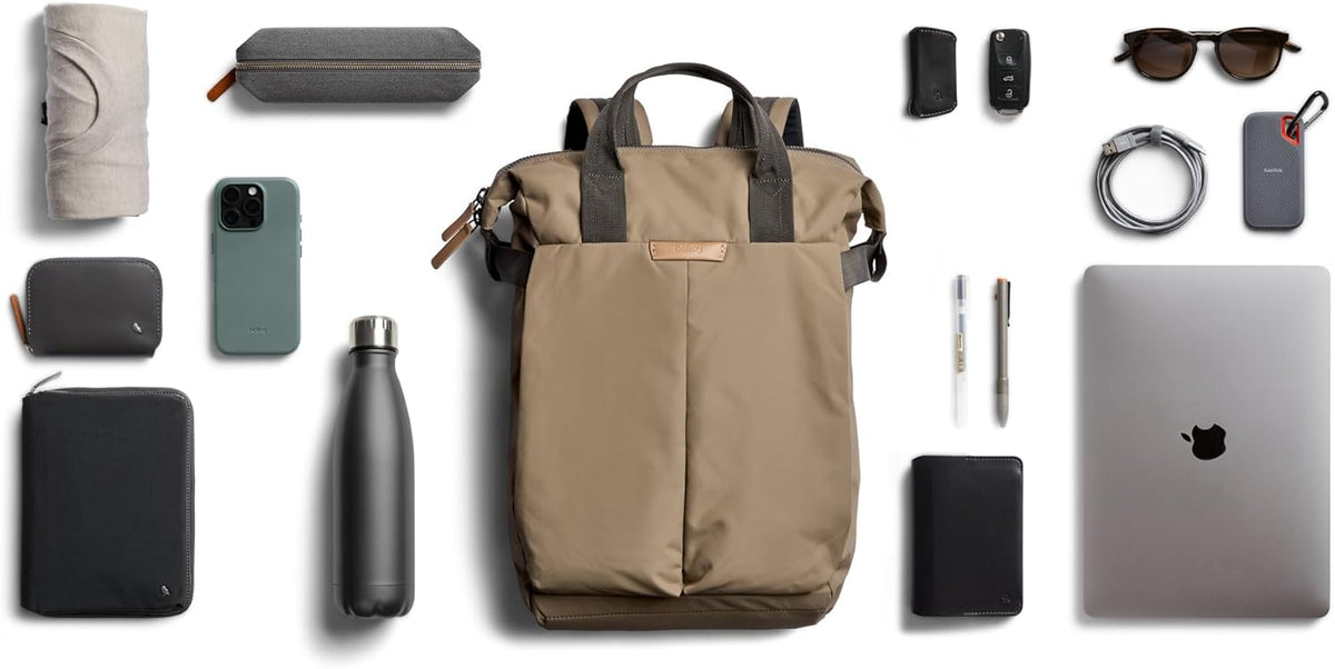 Bellroy Tokyo Totepack, water-resistant woven convertible backpack and tote bag - Khaki