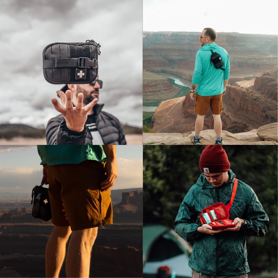 My Medic Sidekick Pro - Camping Hiking and Backpacking First Aid Kit - 70 Items with Tourniquet - HSA and FSA Eligible - Small Ifak Great for Travel or Motorcycle - Portable Emergency Kit โ Black