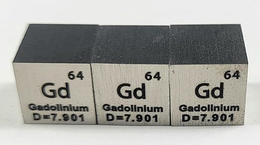 0.39" 10mm Gadolinium Metal Cube Gd up to 99.9% Pure Periodic Table Element Engraved Density Collection Science Education Display Block Cube + Acrylic Case Box - 1PC