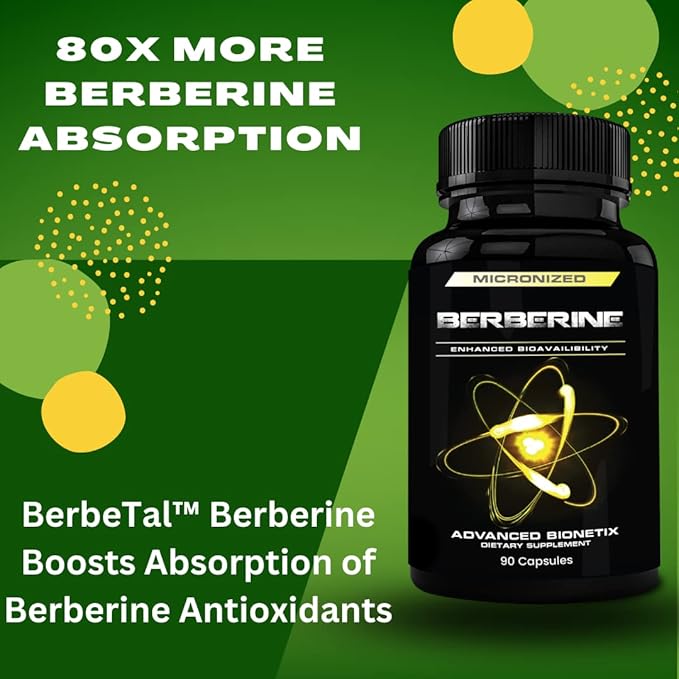 1500mg Advanced Bioavailability Micronized Berberine Supplement All Natural w/BerbeTal™ Support. 90 Total Capsules