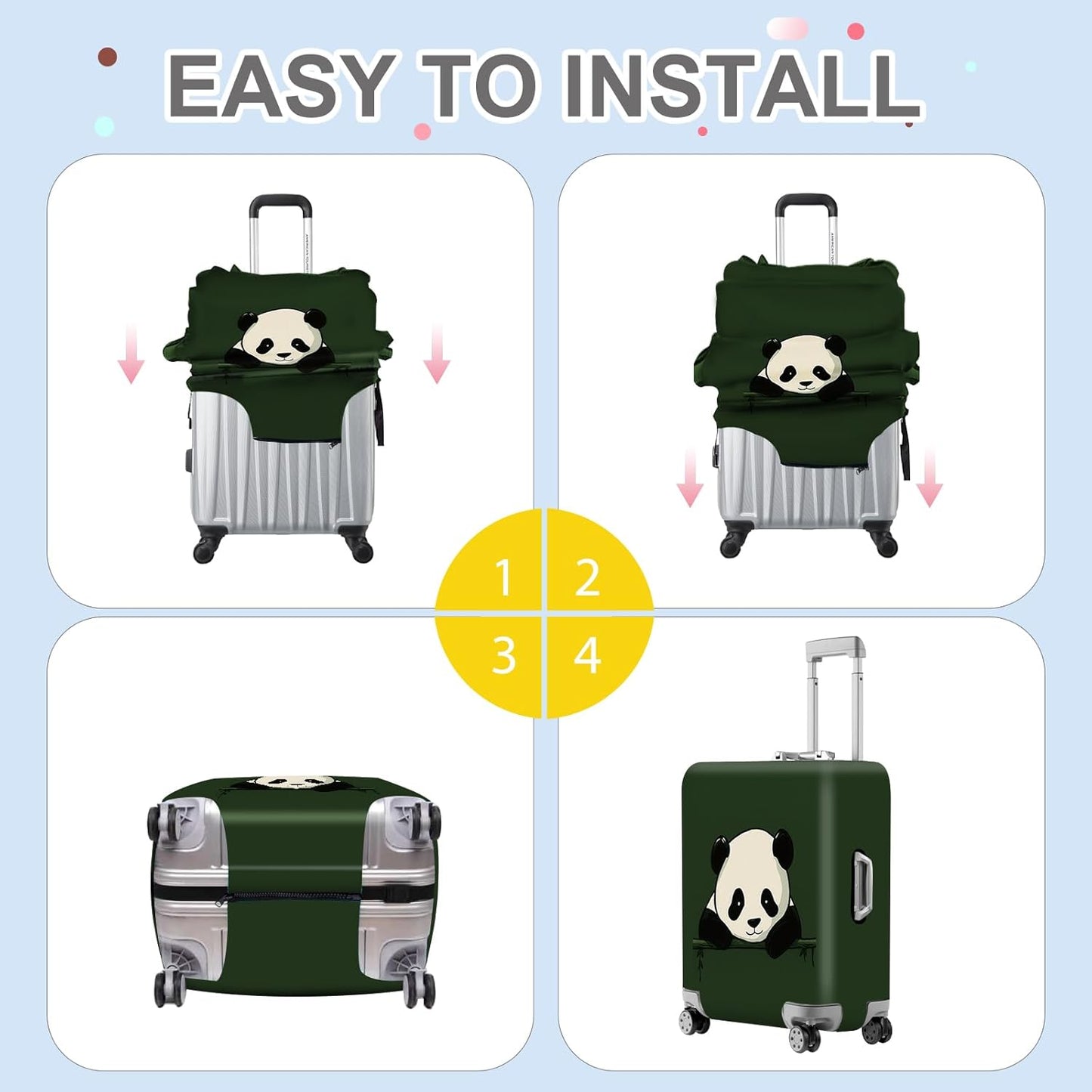 ANNA QUEEN Panda Luggage Cover, Cute Panda Design Suitcase Protector, Stretchable Washable Travel Sleeve for 28-30 Inch Luggage