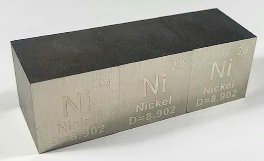 1.5" 38.1mm Nickel Metal Cube Ni up to 99.9% Pure Periodic Table Element Engraved Density Collection Science Education Display Block Cube + Acrylic Case Box - 1PC