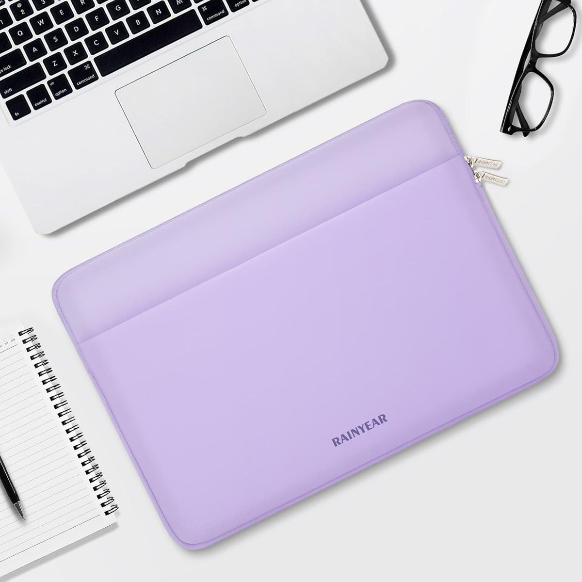 RAINYEAR Laptop Sleeve Case 13.3 Inch, Protective Portable Case with Front Pocket, Briefcase Handbag Laptop Bag Compatible with MacBook Air/Pro 13-13.3 inch, MacBook Pro 14 inch, Purple