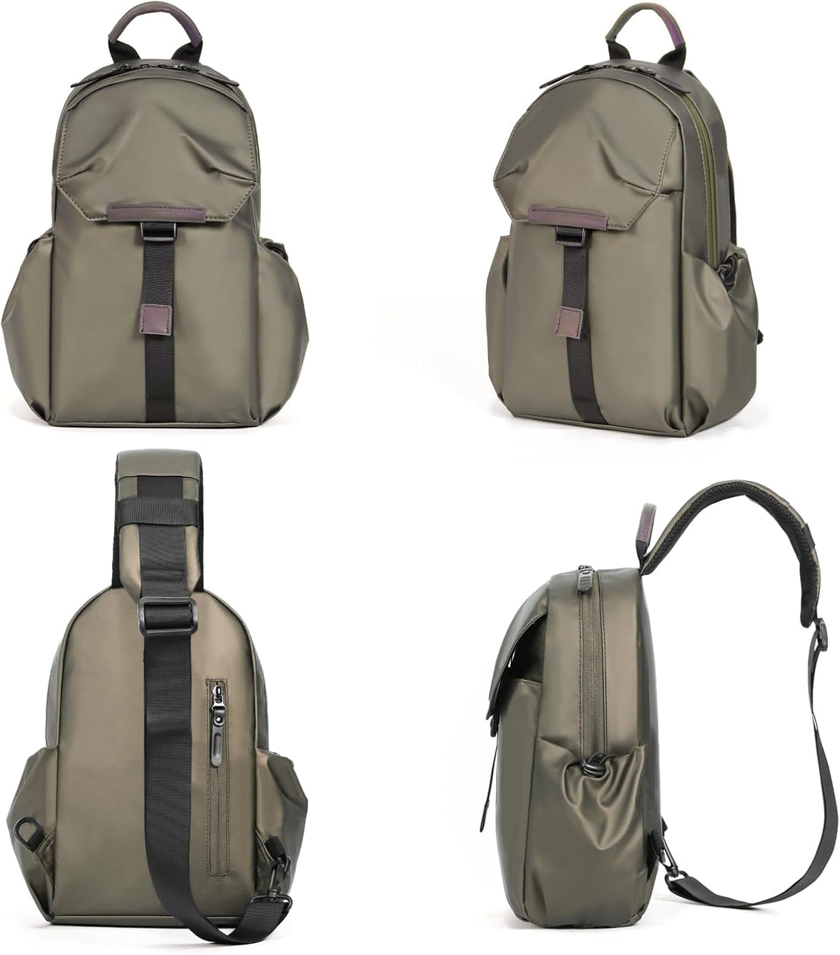 Crossbody Messenger Bag for Women Men Travel Backpack Convertibale Sling Bag Travel Hiking Daypack,Water-Resistant (champagne, small)