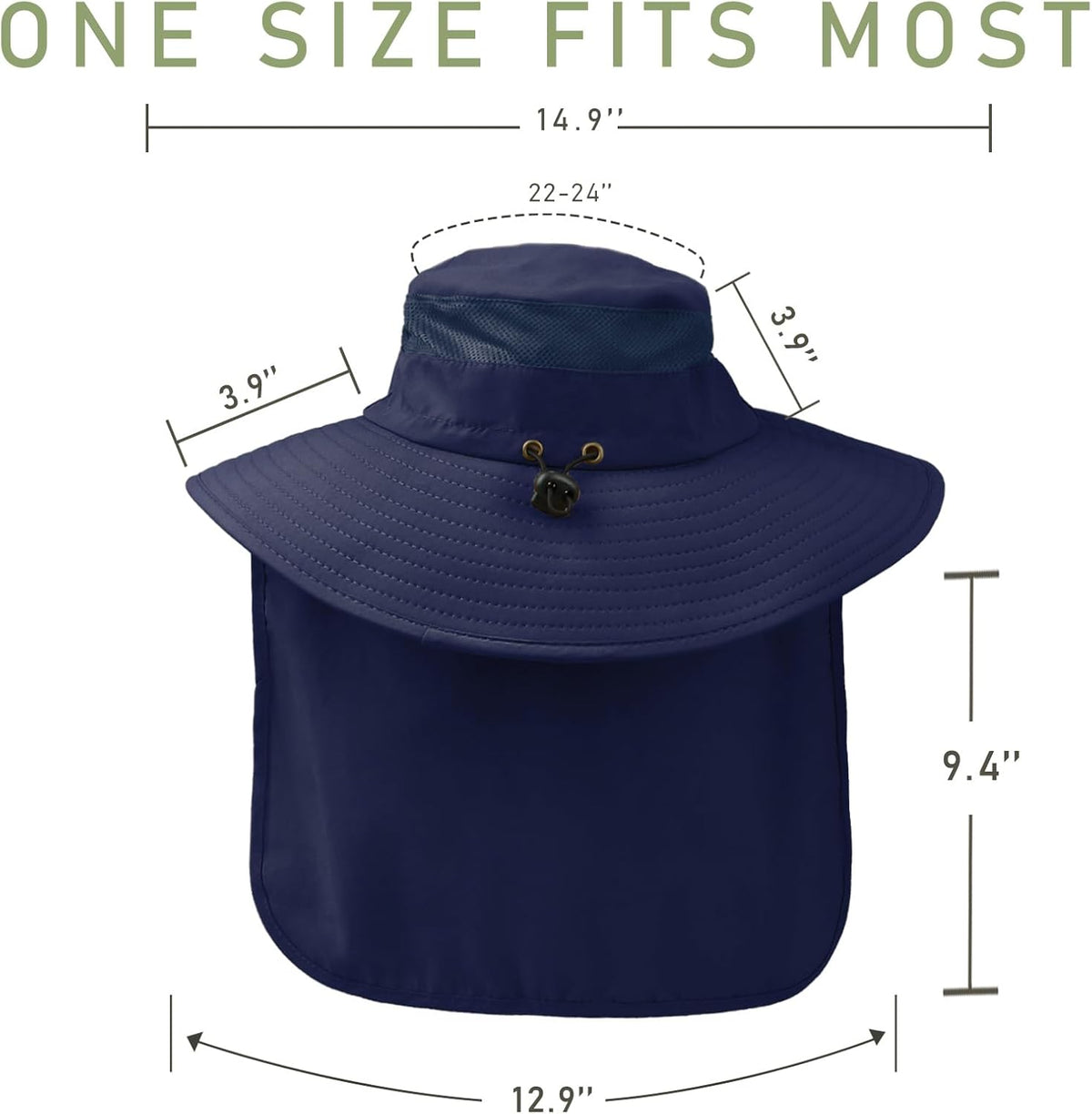 Fishing Hat Breathable Wide Brim Sun Hats with Neck Flap Bucket Hat Outdoor Safari Hat for Men Women UPF 50+ Sun Protection