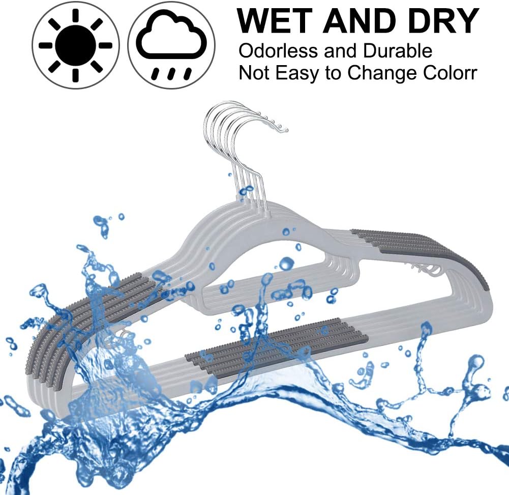 50-Pack Heavy-Duty Plastic Hangers with Non-Slip Grips, 11lb Weight Capacity โ Durable Space-Saving Closet Organizers for Shirts, Pants, Dresses & Coats(Grey)