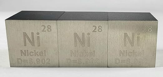 1.5" 38.1mm Nickel Metal Cube Ni up to 99.9% Pure Periodic Table Element Engraved Density Collection Science Education Display Block Cube + Acrylic Case Box - 1PC