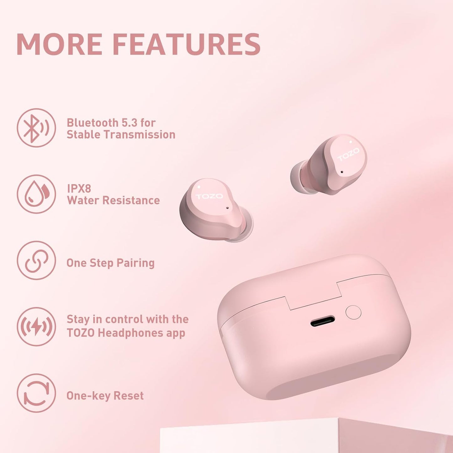 TOZO NC9 Hybrid Active Noise Cancelling Wireless Earbuds, 6 Mics ENC Clear Call, IPX8 Waterproof, in Ear Bluetooth 5.3 Headphones Stereo Bass Ear Buds 59H Playtime with LED Display 32 EQs via APP