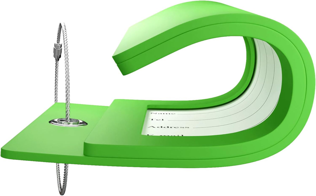 Gostwo 2 Pack Luggage Tags for Suitcases, 26 Initial Letter Travel Luggage Baggage Identification Labels ID Tag Fully Bendable Tags with Stainless Steel Loop (Green) (Letter R)