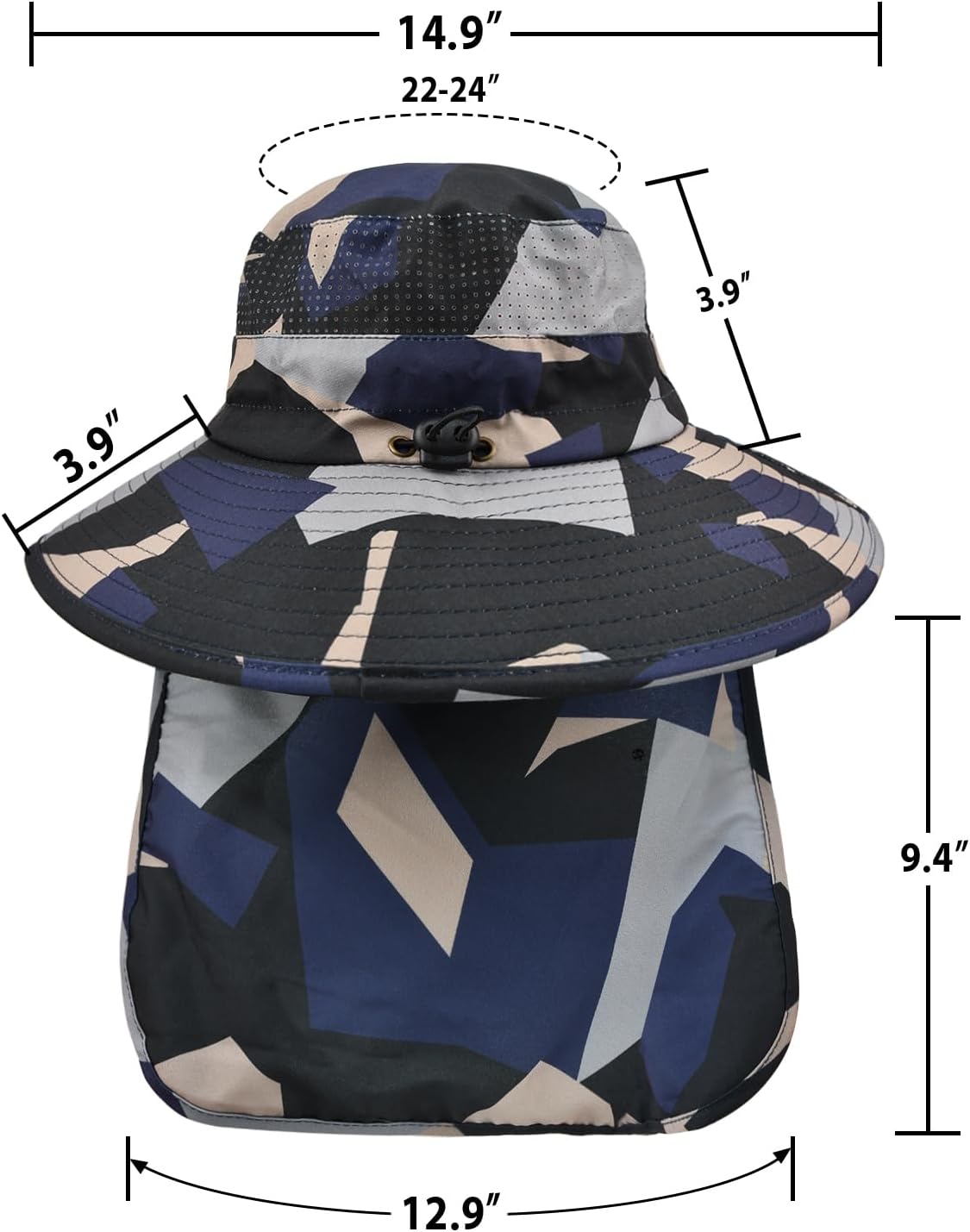 Sun Hats for Men Women Fishing Hat UPF 50+ Breathable Wide Brim Bucket Hats Summer UV Protection Safari Hat with Neck Flap