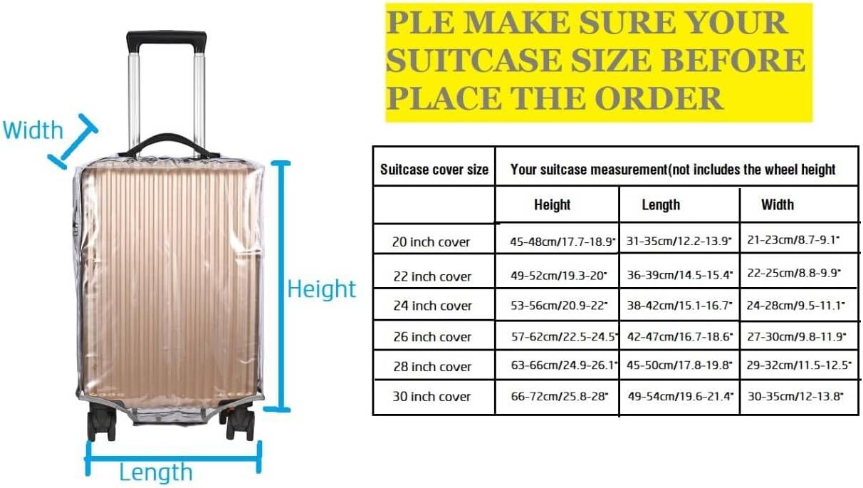 Clear PVC Suitcase Cover Protectors- Thickened Waterproof Luggage Covers Protector, Full Transparent Dustproof Sleeve for Wheeled Suitcases (24")