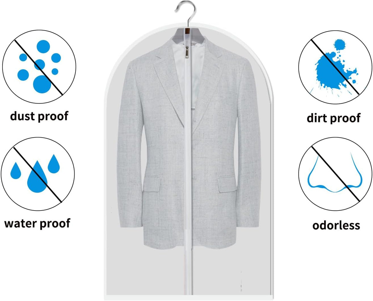 Garment Bags for Hanging Clothes, Clear Plastic Closet Storage Covers with Cedar Balls, 24" x 43"/54โ, 6 Pack