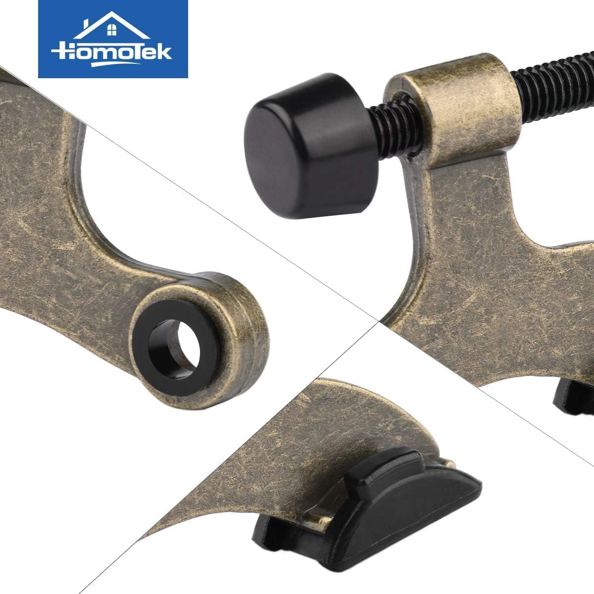 HOMOTEK 36 Pack Hinge Pin Antique Brass Door Stopper, Adjustable Deluxe Heavy Duty Door Stopper 2-1/2"x1-3/4โ, with Black Rubber Bumper Tips
