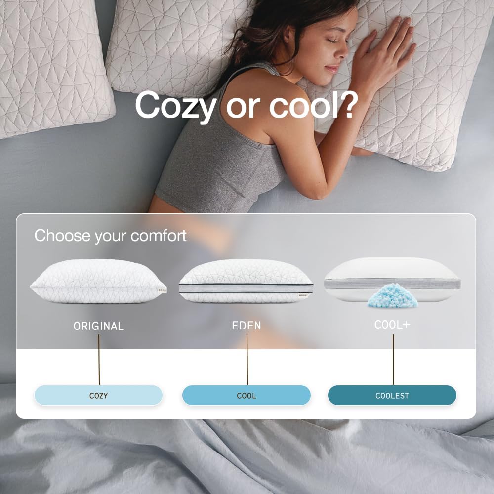 Coop Home Goods Original Adjustable Pillow, Queen Size Bed Pillows for Sleeping, Cross Cut Memory Foam Pillows - Medium Firm Back, Stomach and Side Sleeper Pillow, CertiPUR-US/GREENGUARD Gold