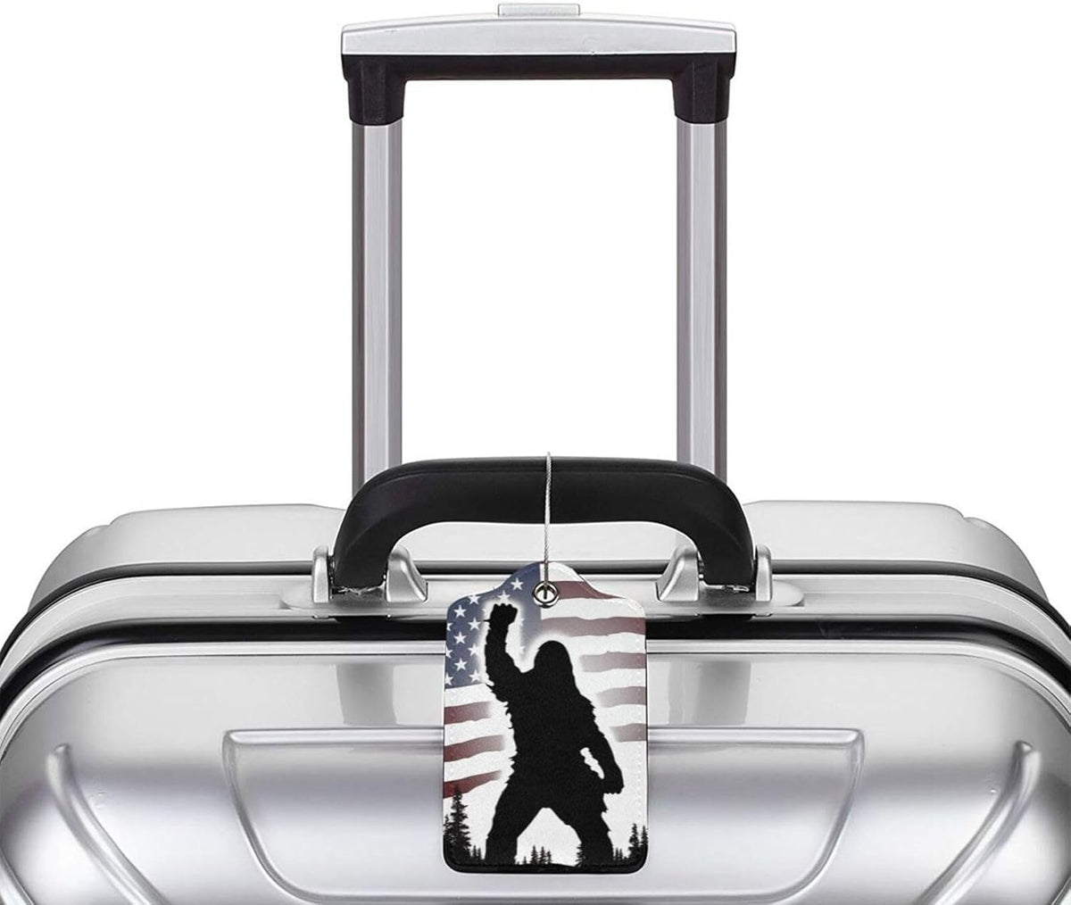 American Flag Leather Luggage Tag with Stainless Steel Ring, Fun Name Id Card Cover Travel Bag Tag Set, Suitable for Travel Bag Luggage Women Men 4 PCS