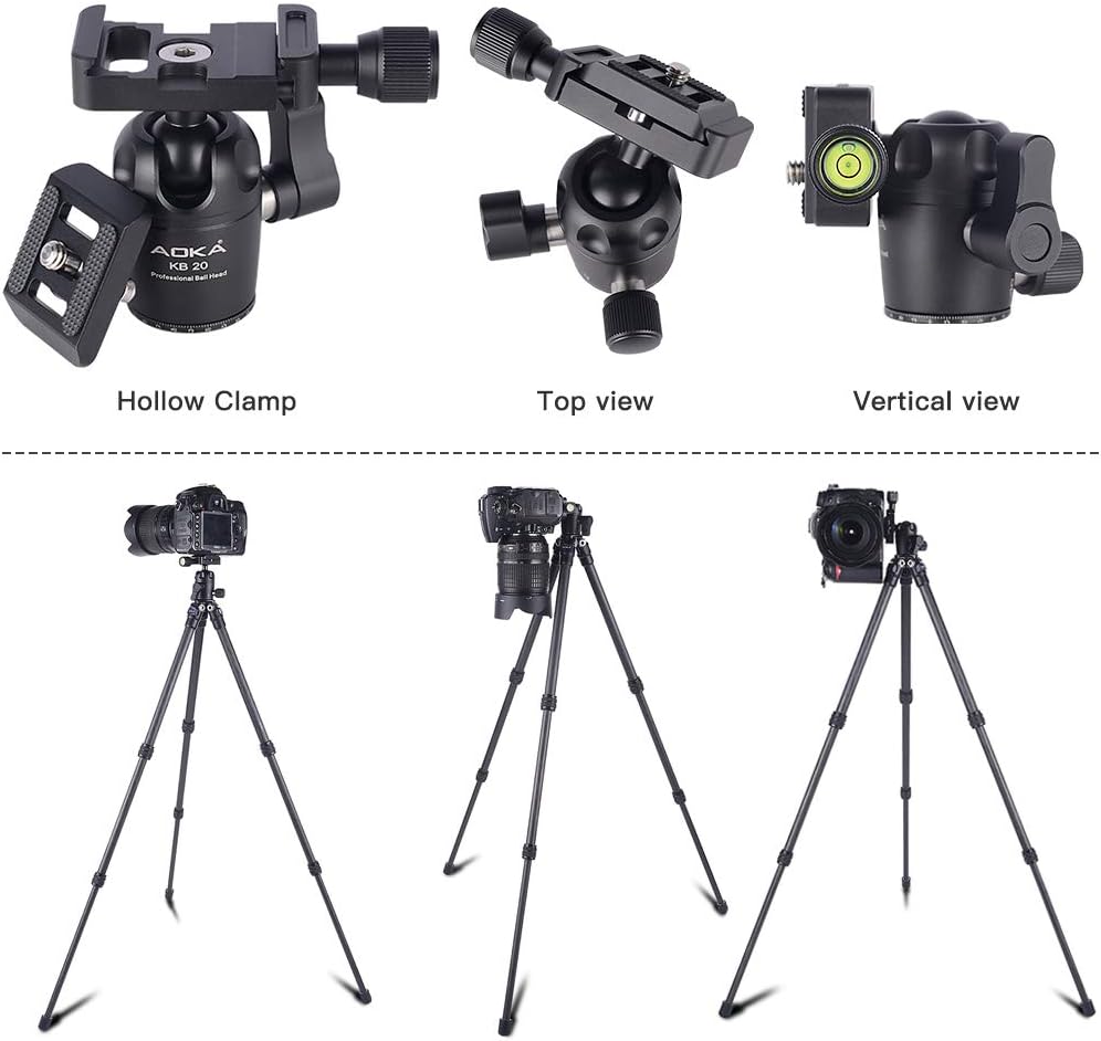 AOKA 28in/1.1lb Mini Portable Carbon Fiber Tripod, Lightweight Compact Travel Tabletop Tripod Stand for Phone,Camera,Camcorder,Projector,Webcam, with Metal Phone Mount & Center Column