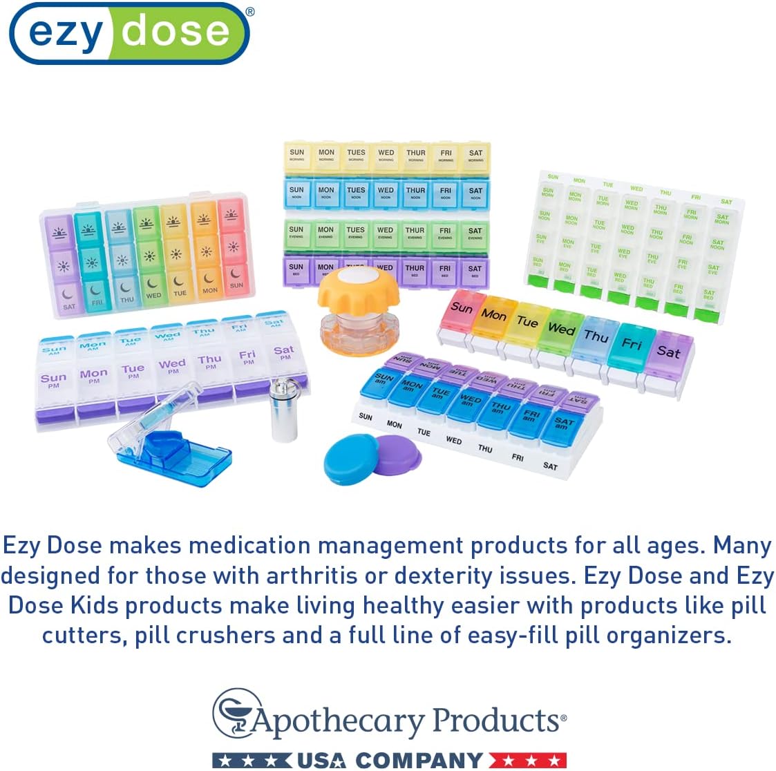 Ezy Dose Weekly (7-Day) Daily Pill Case, Medicine Planner, Vitamin Organizer, 2 Times a Day AM/PM, Small Pop-out Compartments, Arthritis Friendly, Easy to Use, Pearlescent and Lavender Lids, BPA Free