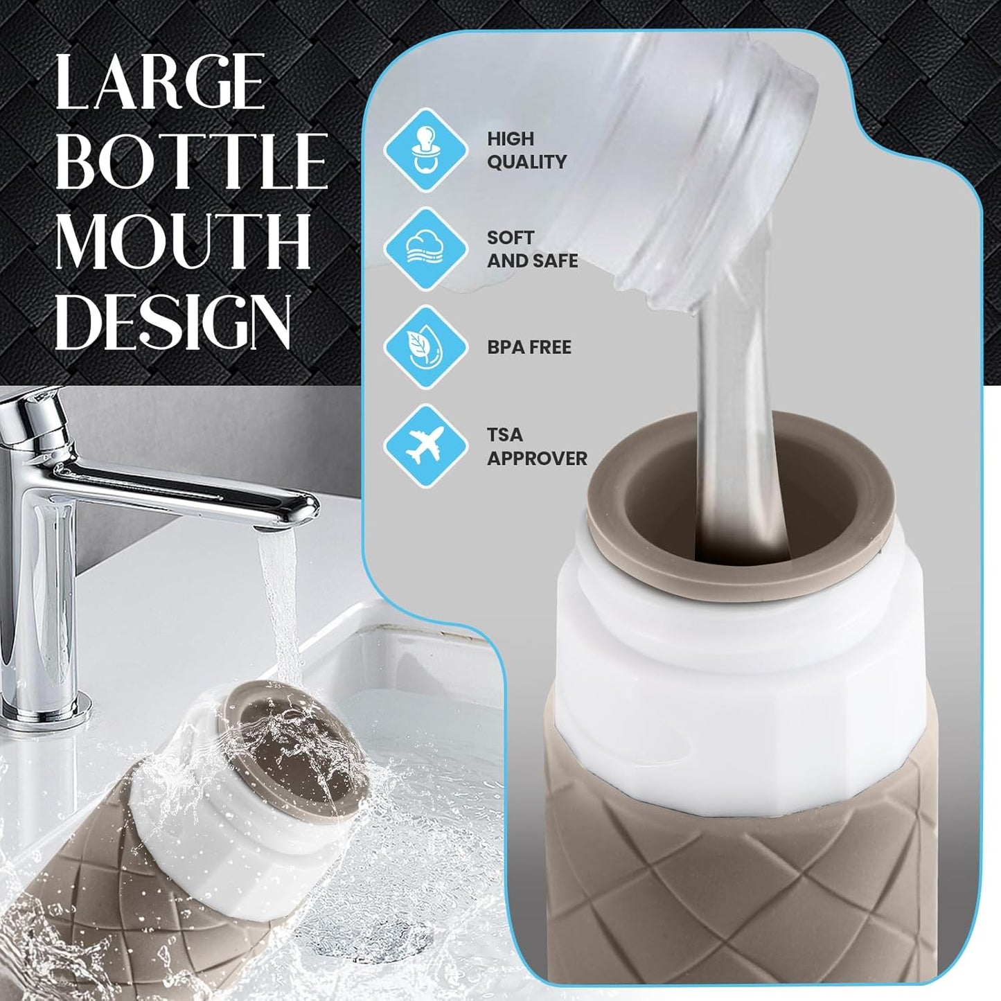 Travel Bottles for Toiletries, TSA Approved Silicone Travel Size Containers for Toiletries, BPA Free Leak Proof Refillable Essentials Accessories, Shampoo and Conditioner Bottles (Cream)