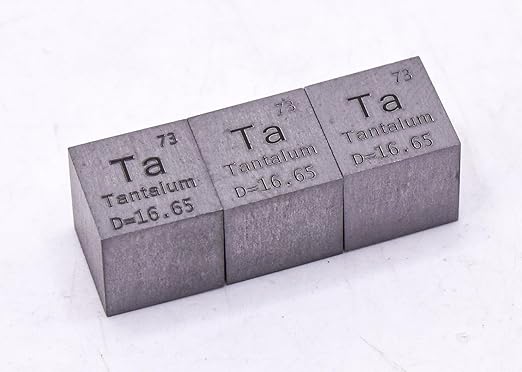 0.39" 10mm Tantalum Metal Cube Ta up to 99.9% Pure Periodic Table Element Engraved Density Collection Science Education Display Block Cube + Acrylic Case Box - 1PC