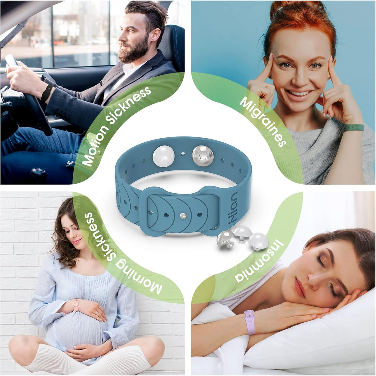 Hion Motion Sickness Bracelets Sea Sickness Wristbands for Motion Sickness/Morning Sickness/Pregnancy Nausea Anti Nausea Bands Acupressure Wristband Motion Sickness Bands(1Pair Starlight)
