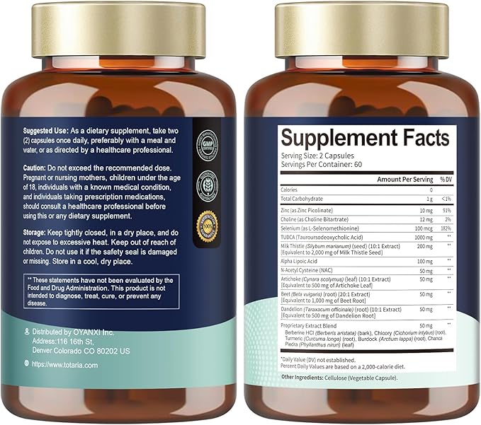 15-in-1 TUDCA Liver Support Supplement 1000mg with Milk Thistle, ALA, NAC, Ultra Strength TUDCA (Tauroursodeoxycholic Acid) Bile Salts, Liver and Gallbladder Cleanse & Repair, Vegan, 120 Cts
