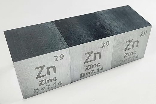 1.5" 38.1mm Zinc Metal Cube Zn up to 99.9% Pure Periodic Table Element Engraved Density Collection Science Education Display Block Cube + Acrylic Case Box - 1PC