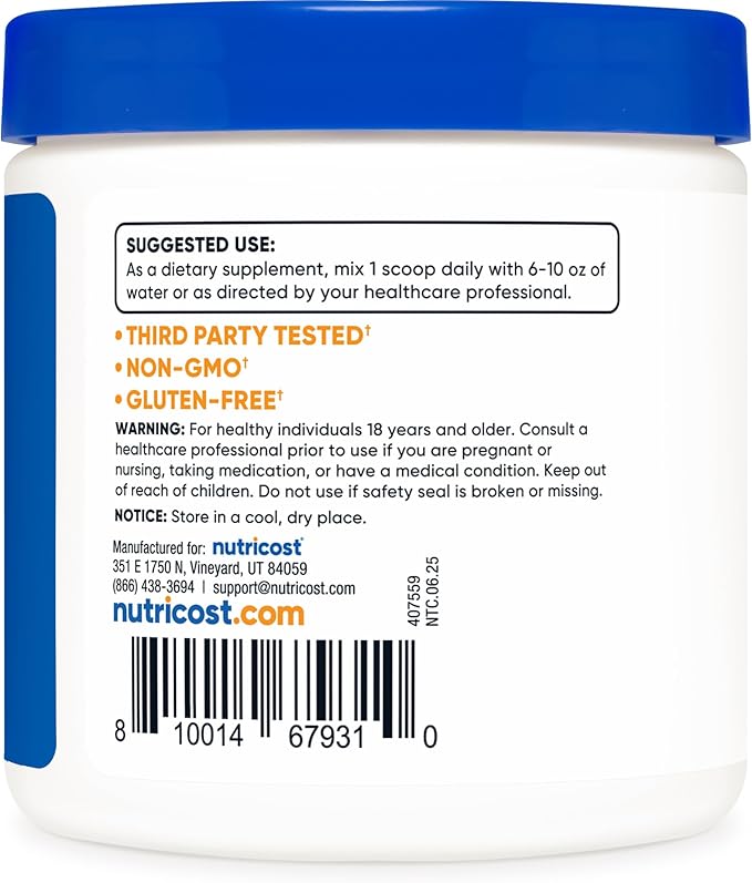 Nutricost L-Carnitine Tartrate Powder (100 Grams) - 1 Gram per Serving; 100 Servings