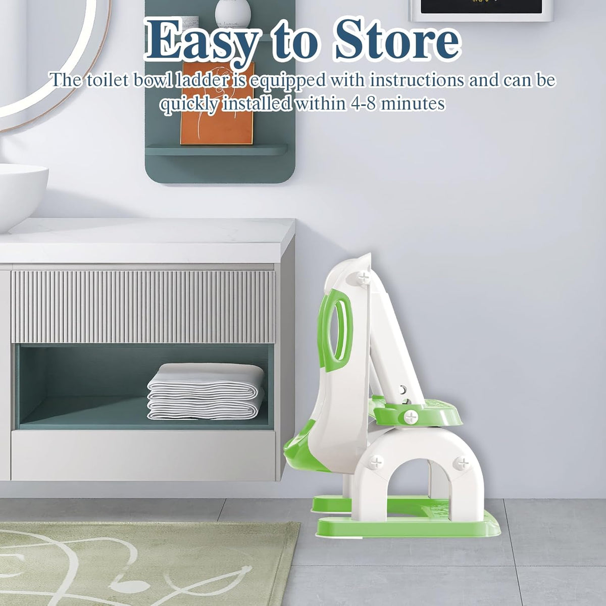 Potty Training Seat for Toddlers, Adjustable Height 2-in-1 Potty Training Toilet Ladder for Kids Boys Girls with Splash Guard, Waterproof Cushion, Anti-Slip Pad Step Stoo - Green