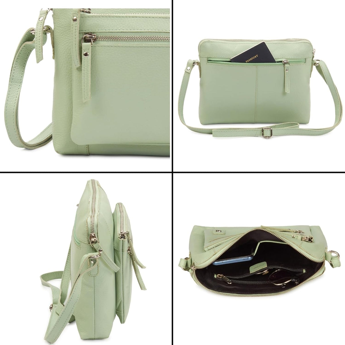 Wise Owl Accessories Small Soft Pebbled Real Leather Crossbody Handbags Purses Sling Crossover Shoulder Bag