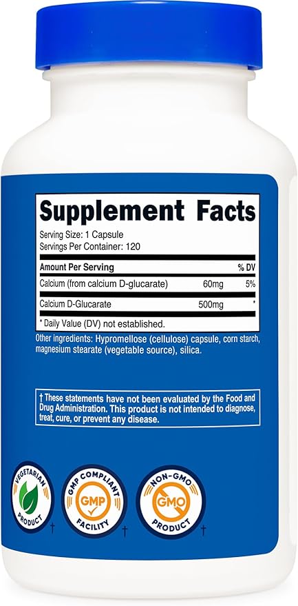 Nutricost Calcium D-Glucarate 500mg, 120 Capsules - Gluten Free, Non-GMO, Vegetarian Friendly