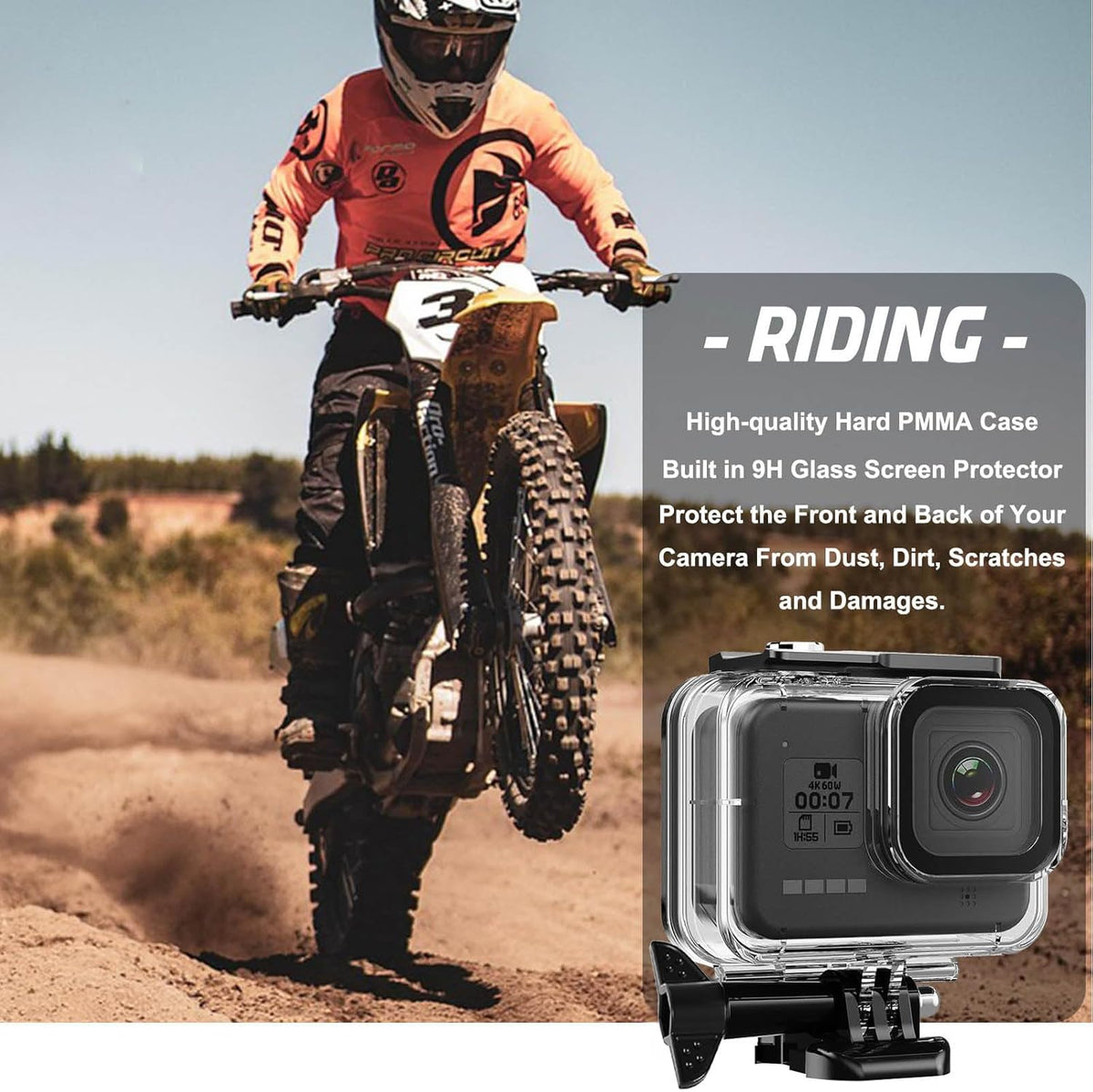 Compatible for Go Pro Hero 8 Black Waterproof Housing Case 60M/196FT Protective Underwater Diving Case Shell with Cameras Handle Mount Accessories Kit