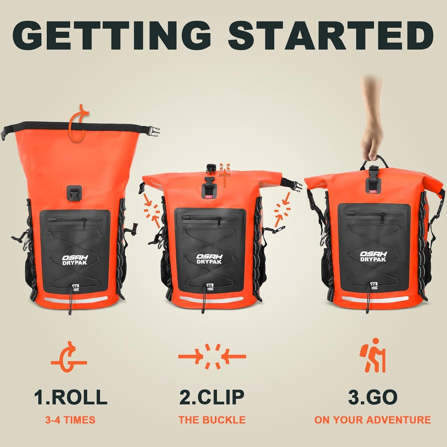 Waterproof Backpack Dry Bag 35L/55L/85L β Heavy Duty Roll-Top Hiking Backpack Sack Keeps Gear Dry for Travel, Kayaking, Boating, Camping, Rafting and Fishing