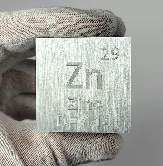 1.5" 38.1mm Zinc Metal Cube Zn up to 99.9% Pure Periodic Table Element Engraved Density Collection Science Education Display Block Cube + Acrylic Case Box - 1PC