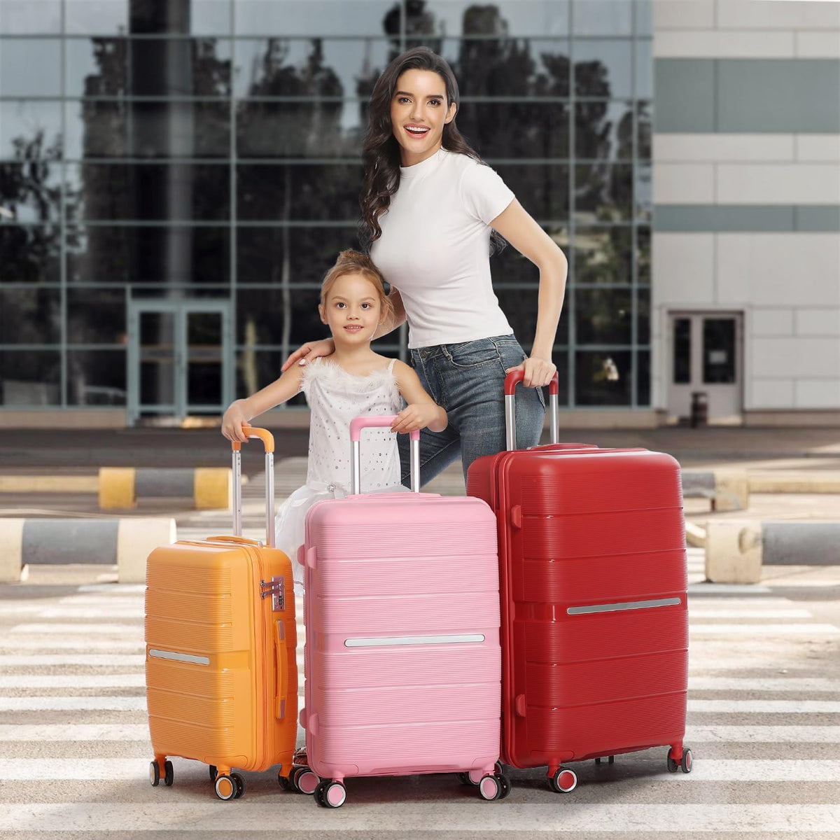 4-Piece Hardshell Luggage Set with TSA Locks, Expandable Suitcases and Silent Spinner Wheels - Vibrant Colors for Easy Identification (14/20/24/28 Inch) - Family Travel Suitcase Sets