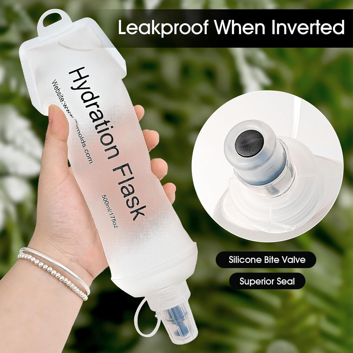 GYGYL Soft Flask, TPU Collapsible Soft Water Bottle for Hydration Pack, Running Vest, Leak-Proof Folding Water Bottle for Hiking Cycling Climbing Jogging-250ml White