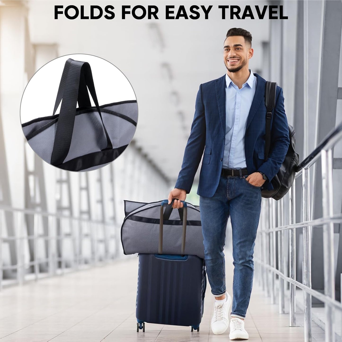 BALEINE 1PK Heavy Duty Garment Bag with Shoe Storage Travel Bag for Dresses, Suit, Coats Travel Essential (60", Grey)