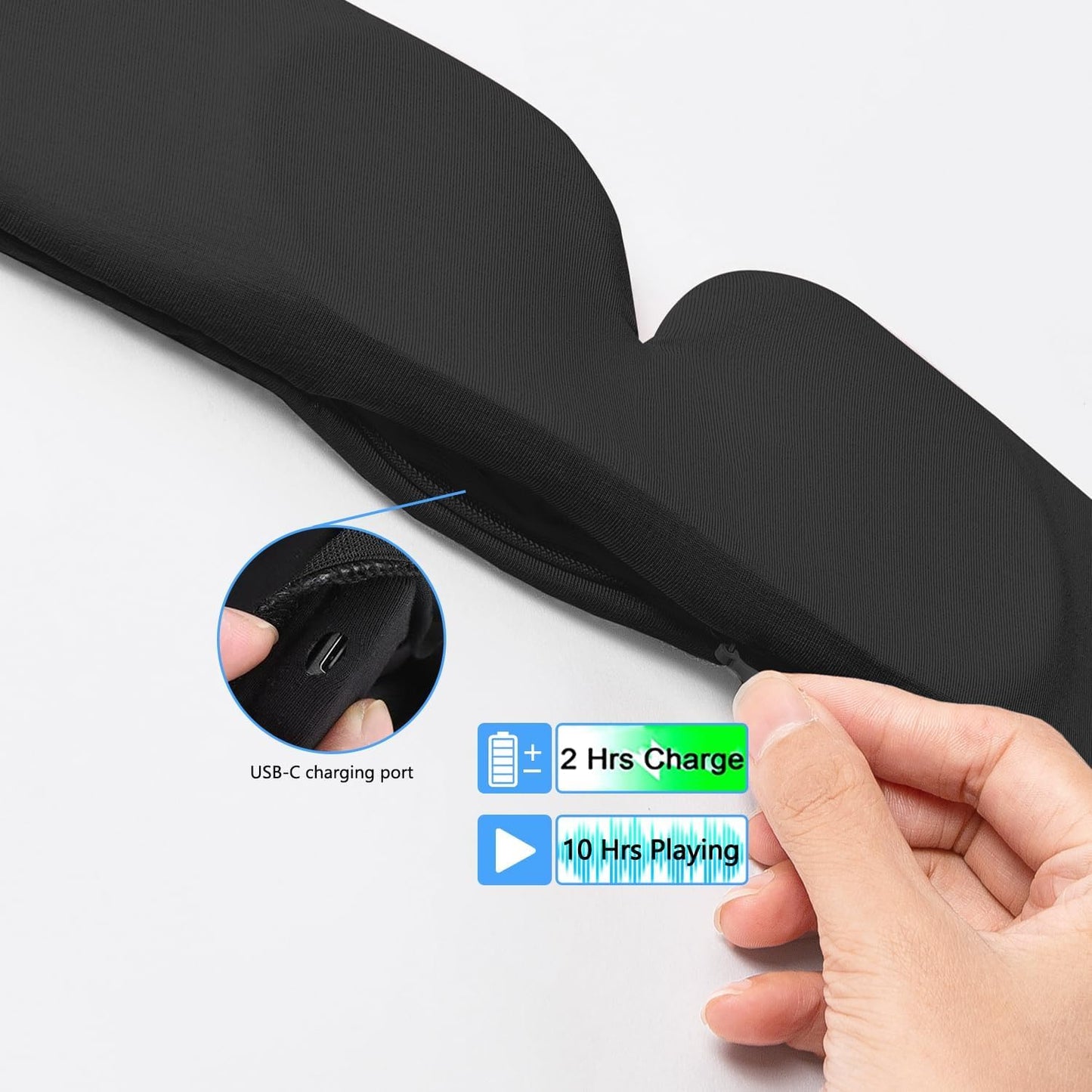 ALASKA BEAR Sleep Headphone Mask Bluetooth 5.2 HD Stereo Noise Reduction 3D Eye Mask for Sleeping Eye Contour Built-in Mask w/Thin Speakers Wireless Audio Sports Headgear(Black)