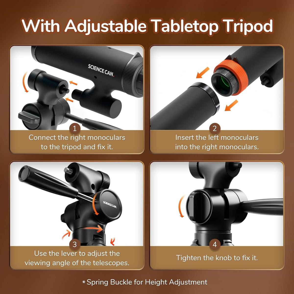 Science Can Binoculars for Kids & Beginners - 3 in 1 Portable Telescope with Adjustable Tripod & Phone Support,16X Magnification for Outdoor Exploration, Science Kit for Boys Girls 6-12 Years Old