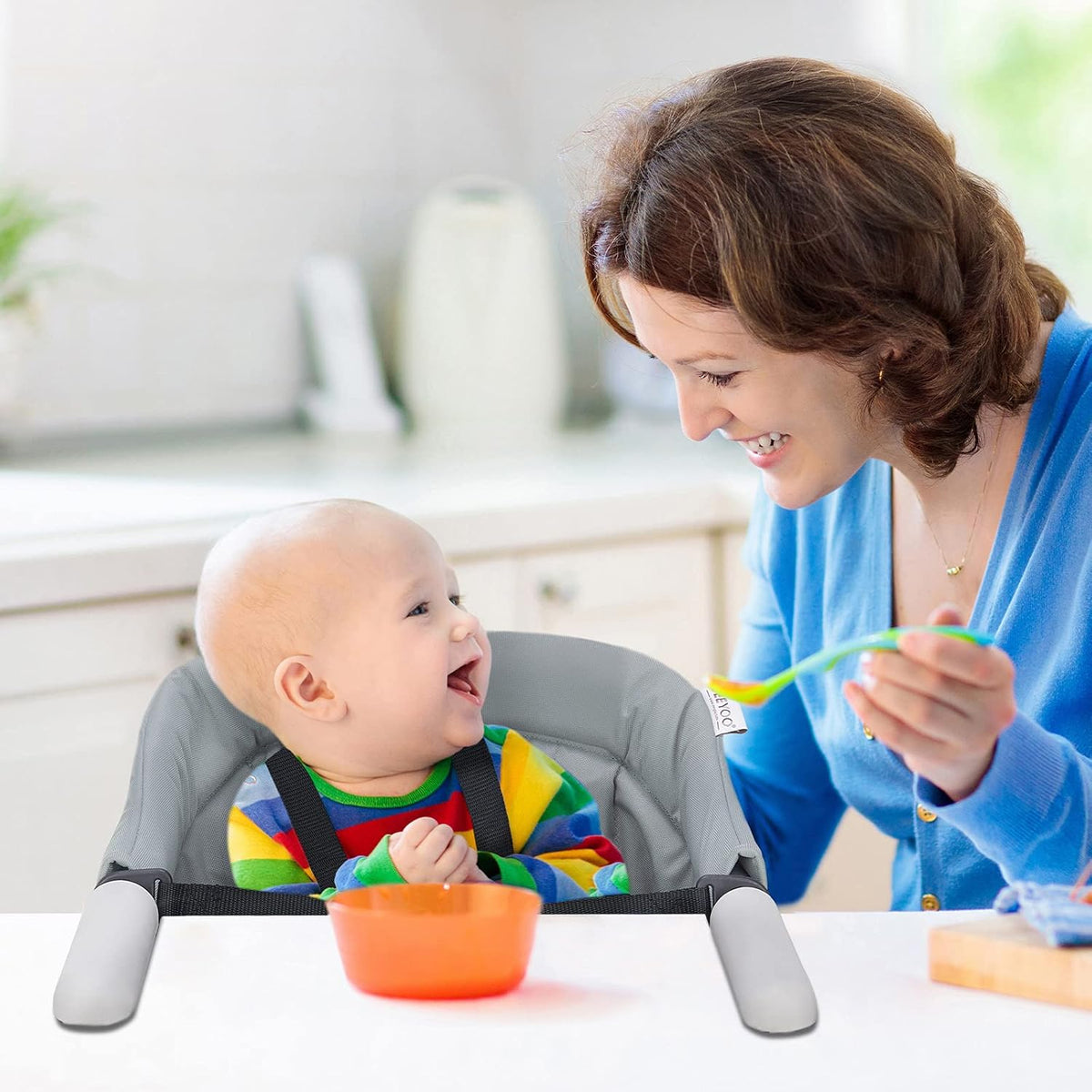 Hook On Chair, VEEYOO Clip On High Chair Folding Fast Table Chair with Storage Bag, Portable Baby Feeding Seat Attach to Table for Home and Travel